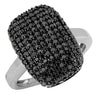 ESTATE WIDE .75CT BLACK DIAMOND 14KT WHITE GOLD MULTI ROW RECTANGULAR FUN RING