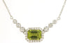 1.35CT DIAMOND & AAA PERIDOT 14K WHITE GOLD 3D EMERALD CUT & ROUND LOVE NECKLACE