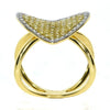 1.0CT WHITE & FANCY YELLOW DIAMOND 18K YELLOW GOLD 3D PAVE HEART SHAPE LOVE RING