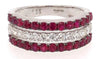 1.81CT DIAMOND & AAA RUBY 18KT WHITE GOLD 3 ROW SEMI ETERNITY ANNIVERSARY RING