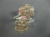 ESTATE LARGE 2.57CT WHITE & PINK DIAMOND 18KT WHITE & ROSE GOLD 3D FLOWER RING