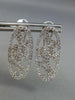ESTATE .78CT DIAMOND 14KT WHITE GOLD OVAL OPEN FILIGREE CLIP ON HANGING EARRINGS