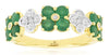 ESTATE 1.78CT DIAMOND & AAA EMERALD 14KT YELLOW GOLD 3D MULTI FLOWER FUN RING