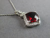 2.45CT DIAMOND & AAA GARNET 14K WHITE GOLD CUSHION & ROUND HALO FLOATING PENDANT