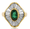2.37CT DIAMOND & AAA EMERALD 14K YELLOW GOLD OVAL & BAGUETTE BALLERINA LOVE RING