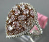 GIA CERTIFIED LARGE 2.73CT WHITE & PINK DIAMOND 18K ROSE GOLD 3D PEAR SHAPE RING