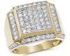 ESTATE 2.01CT ROUND CUT DIAMOND 14KT YELLOW GOLD 3D PAVE SQUARE MEN'S RING