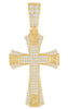 ESTATE EXTRA LARGE 1.65CT DIAMOND 14K YELLOW GOLD MULTI ROW UNISEX CROSS PENDANT