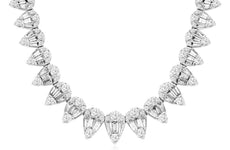 4.0CT DIAMOND 14KT WHITE GOLD ROUND & BAGUETTE MULTI PEAR SHAPE TENNIS NECKLACE