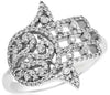 ESTATE LARGE .43CT DIAMOND 18KT WHITE GOLD HAMSA CHAMSA OPEN FILIGREE LUCKY RING