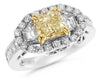 LARGE 1.12CT WHITE & FANCY YELLOW DIAMOND 18KT 2 TONE GOLD 3D ENGAGEMENT RING