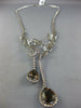 LARGE 24.20CT WHITE & MOCHA DIAMOND & SMOKY TOPAZ 14K WHITE GOLD LARIAT NECKLACE
