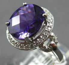 LARGE 3.53CT DIAMOND & AAA AMETHYST 14KT WHITE GOLD OVAL & ROUND LOVE KNOT RING