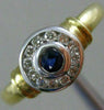 ESTATE .20CT DIAMOND & AAA SAPPHIRE 14KT TWO TONE GOLD 3D HALO BEZEL RING #26337