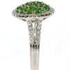 WIDE 1.55CT DIAMOND & AAA EMERALD 18K 2 TONE GOLD 3D ROUND CLUSTER CIRCULAR RING