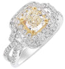 ESTATE LARGE 2.40CT WHITE & FANCY YELLOW DIAMOND 14K 2 TONE GOLD ENGAGEMENT RING
