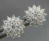 ESTATE .66CT DIAMOND 18KT WHITE GOLD 3D CLASSIC FLOWER SNOWFLAKE STUD EARRINGS