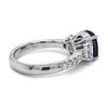3.30CT DIAMOND & AAA SAPPHIRE 18K WHITE GOLD 3D CUSHION EMERALD CUT & ROUND RING