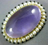 ANTIQUE EXTRA LARGE AAA AMETHYST SAPPHIRE & PEARL 14K YELLOW GOLD PENDANT BROOCH