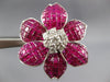 EXTRA LARGE 39.5CT DIAMOND & AAA RUBY PLATINUM FLOWER CLIP ON HANGING EARRINGS