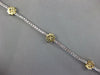 ESTATE WIDE 6.66CT DIAMOND & AAA SAPPHIRE 14K 2 TONE GOLD FLOWER TENNIS BRACELET