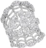 ESTATE EXTRA LARGE 2.49CT DIAMOND 18KT WHITE GOLD 3D MULTI FLOWER CROWN RING