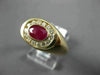 ESTATE 1.20CT DIAMOND & AAA RUBY 14K YELLOW GOLD 3D OVAL BEZEL CLASSIC MENS RING