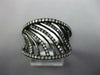 ESTATE WIDE .45CT DIAMOND 14KT BLACK GOLD 3D MULTI ROW CONCAVE SWIRL FUN RING