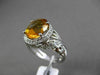 ANTIQUE LARGE 3.52CTW DIAMOND & AAA CITRINE 14KT WHITE GOLD FLORAL FILIGREE RING