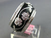 WIDE 1.23CT DIAMOND & BLACK ENAMEL 18K WHITE GOLD MULTI FLOWER ETERNITY FUN RING