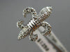 ESTATE WIDE .26CT DIAMOND 14KT WHITE GOLD 3D FLEUR DE LIS PAVE FILIGREE FUN RING