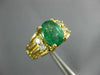 ESTATE 1.77CT DIAMOND & AAA EMERALD 14K YELLOW GOLD OVAL & ROUND ENGAGEMENT RING