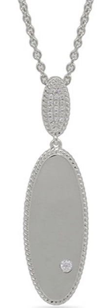.08CT DIAMOND 14KT WHITE GOLD ETOILE DOUBLE OVAL FILIGREE FUN FLOATING PENDANT