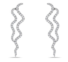 ESTATE 1.65CT DIAMOND 18KT WHITE GOLD CLASSIC DOUBLE CURVE FUN HANGING EARRINGS