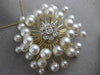 ESTATE LARGE .18CT DIAMOND & AAA SOUTH SEA PEARL 14KT YELLOW GOLD FLOWER BROOCH