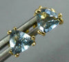 ESTATE .90CT AAA AQUAMARINE 14KT YELLOW GOLD 3D TRILLION STUD EARRINGS #25206