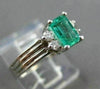 ESTATE .97CT DIAMOND & EMERALD 14KT WHITE GOLD ENGAGEMENT RING BEAUTIFUL! #21750