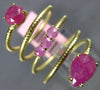 ESTATE LARGE 5.25CT RUBY 14KT YELLOW GOLD ROUND & PEAR SHAPE SNAKE FLEXIBLE RING
