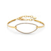 ESTATE .37CT DIAMOND 18KT YELLOW GOLD 3D OPEN OVAL ADJUSTABLE BANGLE BRACELET