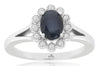 1.12CT DIAMOND & AAA SAPPHIRE 14KT WHITE GOLD 3D OVAL & ROUND FILIGREE LOVE RING