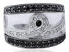 ESTATE 1.25CT WHITE & BLACK DIAMOND 14KT WHITE GOLD LOVE KNOT FILIGREE FUN RING