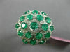 ESTATE LARGE 4.04CT DIAMOND & AAA EMERALD 18K WHITE GOLD 3D FLOWER FILIGREE RING