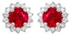 ESTATE .79CT DIAMOND & AAA RUBY 14KT WHITE GOLD ROUND HALO FLOWER STUD EARRINGS