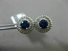 ESTATE LARGE 2.80CT DIAMOND & AAA SAPPHIRE 14KT WHITE GOLD ROUND HALO EARRINGS