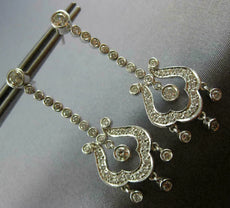 ANTIQUE 1.96CT DIAMOND 14K WHITE GOLD FILIGREE CHANDELIER HANGING EARRINGS #1680