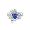 LARGE 1.85CT DIAMOND & AAA TANZANITE 14KT WHITE GOLD MULTI SHAPE FLORAL FUN RING