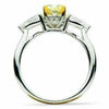 2.10CT WHITE & FANCY YELLOW DIAMOND 18KT 2 TONE GOLD THREE STONE ENGAGEMENT RING