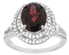 LARGE 3.44CT DIAMOND & AAA RHODOLITE 14K WHITE GOLD 3D OVAL HALO ENGAGEMENT RING