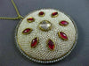 ANTIQUE LARGE 6.0CT DIAMOND AAA RUBY & PEARL ENAMEL 18KT YELLOW GOLD 3D PENDANT