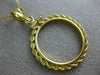 ESTATE 14KT YELLOW GOLD 3D CLASSIC ROPE ROUND COIN FRAME PENDANT #MILANO027